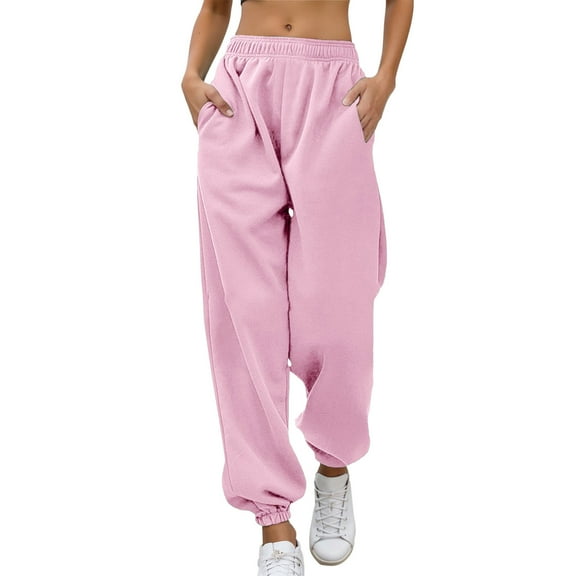Women's Casual High Waisted Jogger Pants Elastic Waistband Comfortable Loose Fit Athletic Trousers with Pockets for Daily Wear
