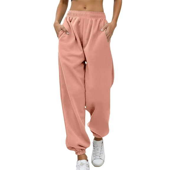 Women's Casual High Waisted Jogger Pants Elastic Waistband Comfortable Loose Fit Athletic Trousers with Pockets for Daily Wear