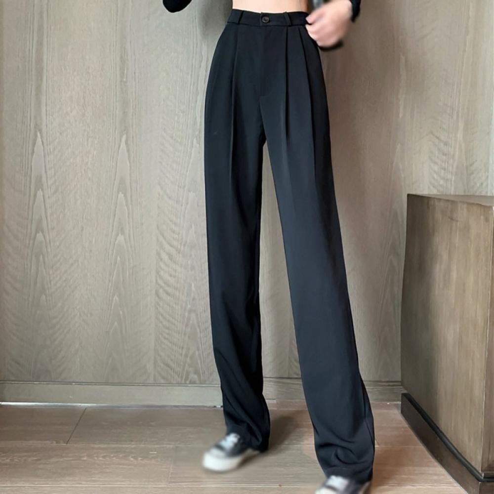 Navy blue high waisted pleated year-round Women Dress Pants | Sumissura