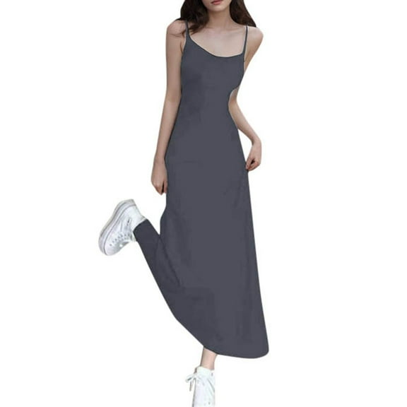 Women's Casual High Waisted Suspender Dress Off Shoulder Knee Length Layered Skirt Comfortable Stylish Summer Outfit Womens Casual Trendy Midi Dresses