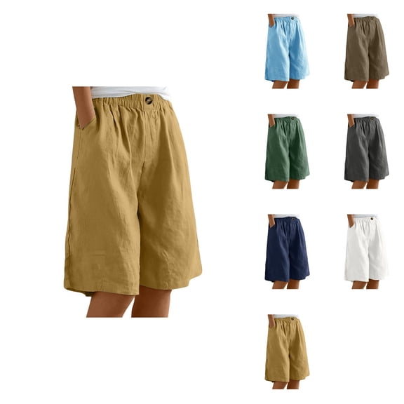 Women's Casual High Waisted Wide Leg Bermuda Shorts Summer Pleated Dressy Shorts with Pockets