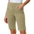 thumbnail image 1 of Women's Casual Hiking Shorts Solid Color Stretch Twill Elastic Waist Bermuda Shorts with Pockets for Women Summer Outdoor Sports Travel Daily, 2026 New Fashion Limited-time Offer, 1 of 7