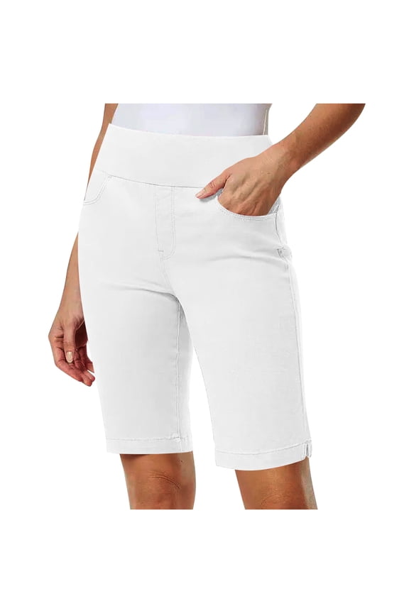 Women's Casual Hiking Shorts Solid Color Stretch Twill Elastic Waist Bermuda Shorts with Pockets for Women Summer Outdoor Sports Travel Daily, 2026 New Fashion Limited-time Offer