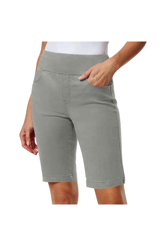Women's Casual Hiking Shorts Solid Color Stretch Twill Elastic Waist Bermuda Shorts with Pockets for Women Summer Outdoor Sports Travel Daily, 2026 New Fashion Limited-time Offer