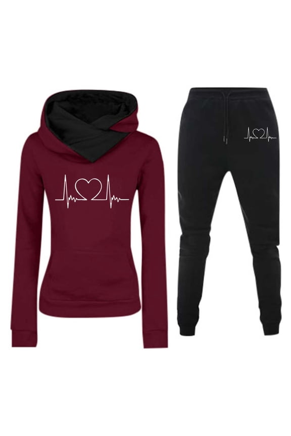 Women's Casual Hooded Long Sleeve Jumpsuit Set Sporty Fashionable Tracksuit For Daily Wear And Fitness Activities Warm up Pants for Women Petite Pant Suits for Women Women Tuxedo Suit plus Size Young