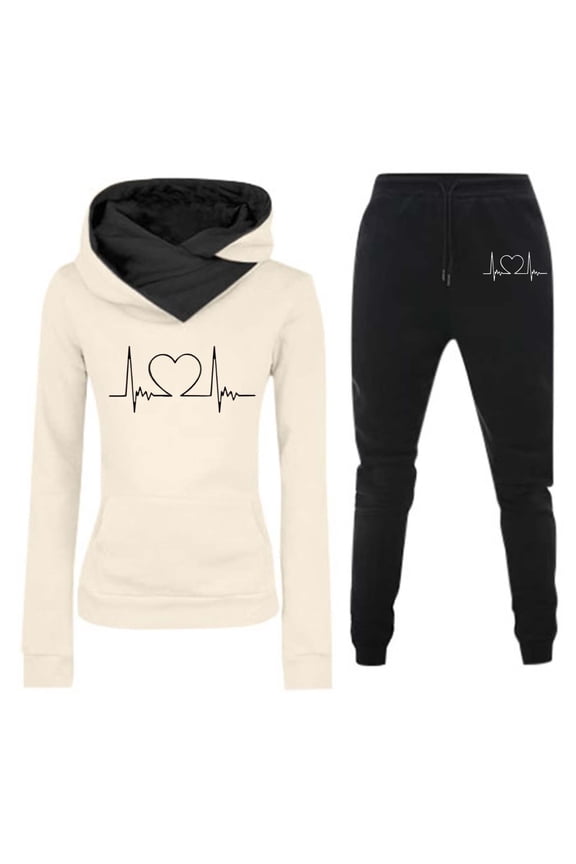 Women's Casual Hooded Long Sleeve Jumpsuit Set Sporty Fashionable Tracksuit For Daily Wear And Fitness Activities Warm up Pants for Women Petite Pant Suits for Women Women Tuxedo Suit plus Size Young