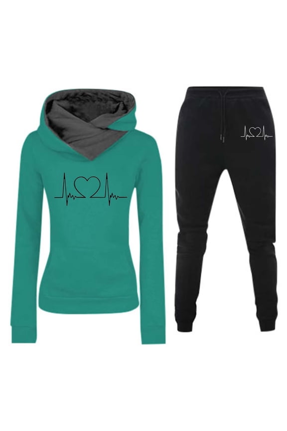 Women's Casual Hooded Long Sleeve Jumpsuit Set Sporty Fashionable Tracksuit For Daily Wear And Fitness Activities Warm up Pants for Women Petite Pant Suits for Women Women Tuxedo Suit plus Size Young