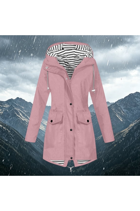 Women’s Casual Hooded Long Sleeve Softshell Jacket, Waterproof Zip Up Coat for Outdoor Hiking and Spring Summer Travel
