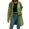 thumbnail image 1 of Women's Casual Hooded Raincoat Light Jacket Zip Up Long Overcoat Fashion Waterproof Windbreaker, 1 of 7