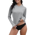 thumbnail image 1 of Women's Casual Hooded Shirt Long Sleeve Comfortable Vacation Outdoor Blouse Spring Summer Fall Tops Loose Fit Pure Color Travel Clothes Uv Shirts for Women, 1 of 4