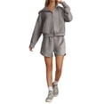 thumbnail image 1 of Women's Casual Hooded Shorts Suit Set Comfortable Wear For Daily Spring Fall Outfit Versatile Stylish Two Piece, 1 of 2