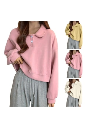Women's Casual Hooded Sweater Jacket Long Sleeve Pullover Top with Pockets for Loungewear Travel Streetwear and Daily Wear Fashion Essential Gift for Women | Aestivo,Pink Free Size