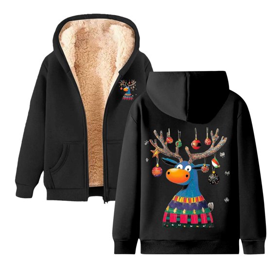 Women's Casual Hooded Sweatshirt Autumn Winter Fashion Zipper Jacket Printed Sports Coat with Pocket Comfortable Stylish Outerwear