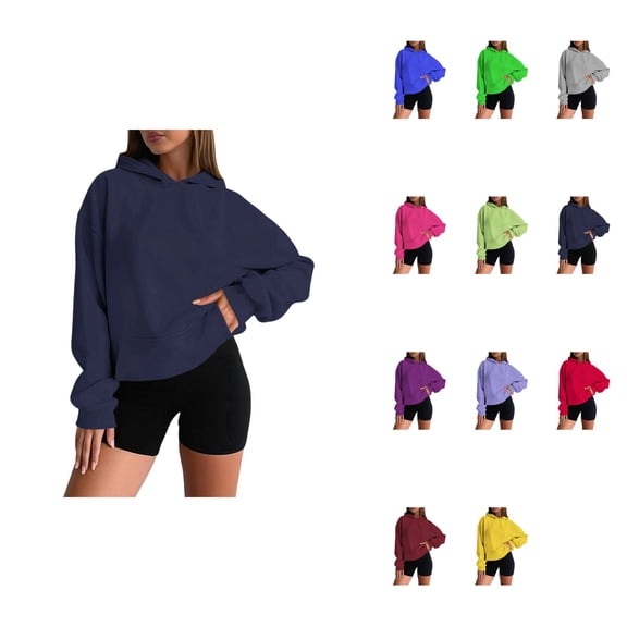 Women's Casual Hooded Sweatshirt – Soft Comfortable Pullover Hoodie with Kangaroo Pocket, Long Sleeve Drop Shoulder Lightweight Loungewear for Everyday Wear