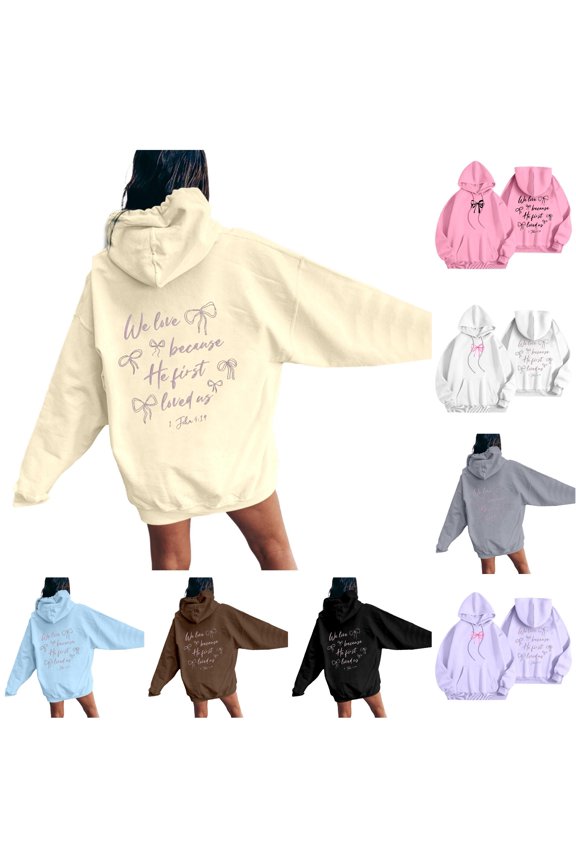 Women's Casual Hoodie with Bow Print Autumn Winter Pullover Sweatshirt Comfortable and Stylish Womens Side Zip Hoodie Casual Winter Jacket Women Hoodies plus Size Jacket Snap Button Hoodie