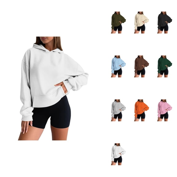 Women's Casual Hoodie, Soft Long Sleeve Pullover Sweatshirt with Kangaroo Pocket and Drop Shoulder Design for Everyday All-Season Wear