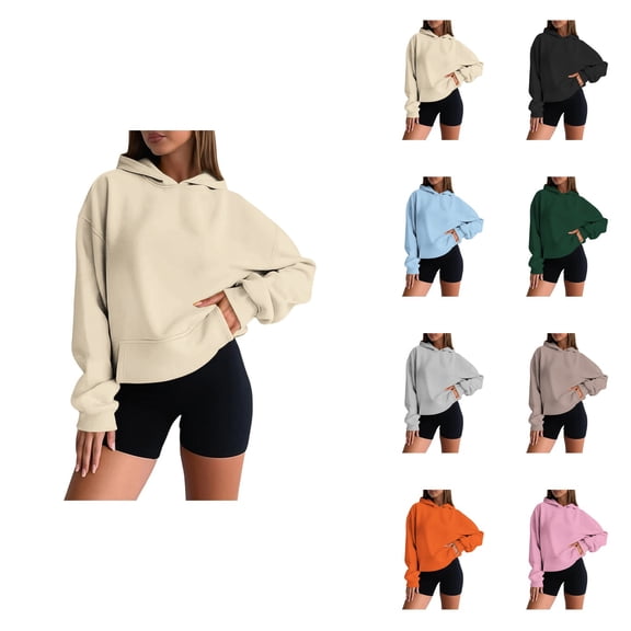 Women's Casual Hoodie, Soft Long Sleeve Pullover Sweatshirt with Kangaroo Pocket and Drop Shoulder Design for Everyday All-Season Wear