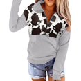 thumbnail image 1 of Women's Casual Hoodies Cow Print Hooded Sweatshirts Fall Long Sleeve Sweaters Pullover Y2k Clothes, 1 of 4