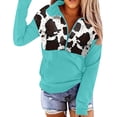 thumbnail image 1 of Women's Casual Hoodies Cow Print Hooded Sweatshirts Fall Long Sleeve Sweaters Pullover Y2k Clothes, 1 of 4
