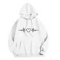 thumbnail image 1 of Women's Casual Hoodies Fashion Cute Hearts Printed Long Sleeved Sweatshirts Loose Soft Kangroo Pocket Hooded Sweatshirt White XL, 1 of 4