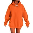 thumbnail image 1 of Women's Casual Hoodies Fashion Solid Color Drawstring Long Sleeve Pullover Tops Outdoor Sport Drop Shoulder Sleeves Sweatshirt Orange L, 1 of 5
