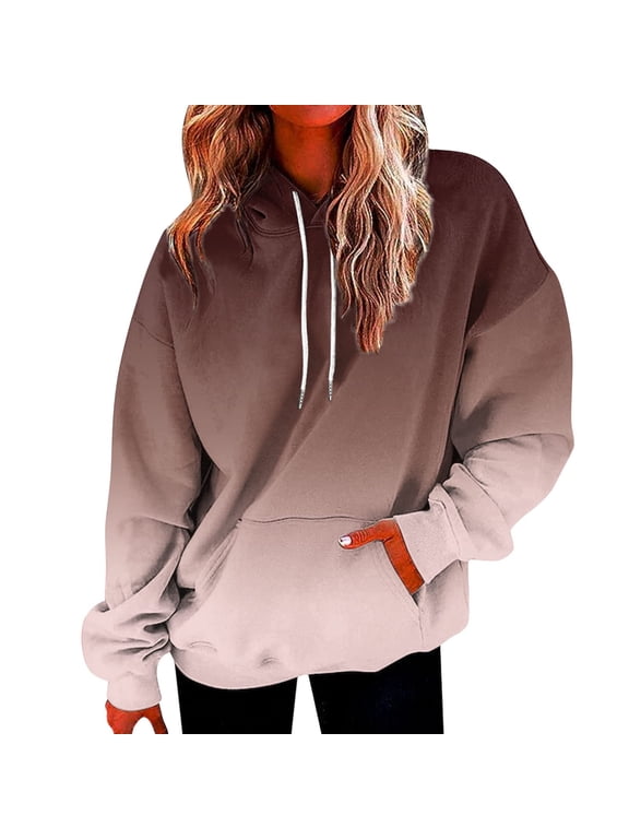 Women's Casual Hoodies Long Sleeve Solid Lightweight Pullover Tops Loose Western Aztec Print Sweatshirt with Pocket Khaki L