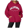 thumbnail image 1 of Women's Casual Hoodies Los Angeles California Letter Print Pullover Sweatshirts Drawstring Long Sleeve Tops with Pocket, 1 of 4