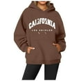 thumbnail image 1 of Women's Casual Hoodies Los Angeles California Letter Print Pullover Sweatshirts Drawstring Long Sleeve Tops with Pocket, 1 of 4
