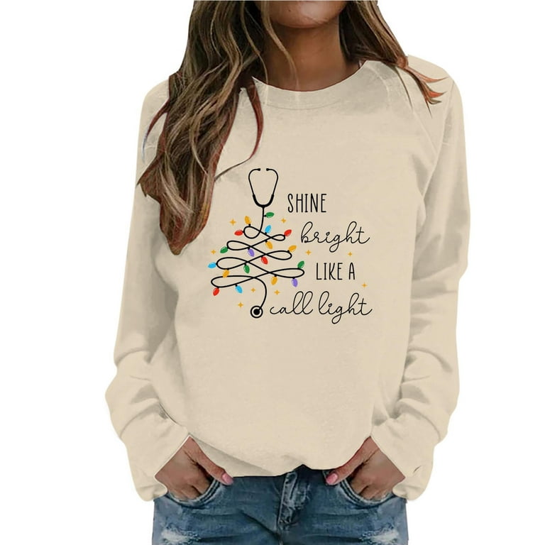 Women's Casual Interesting Christmas Print Crew Neck Long Sleeve Sweatshirt  For Autumn And Winter 2 Peaces Set Women 2002 Sweatshirt Women 2t Zip up