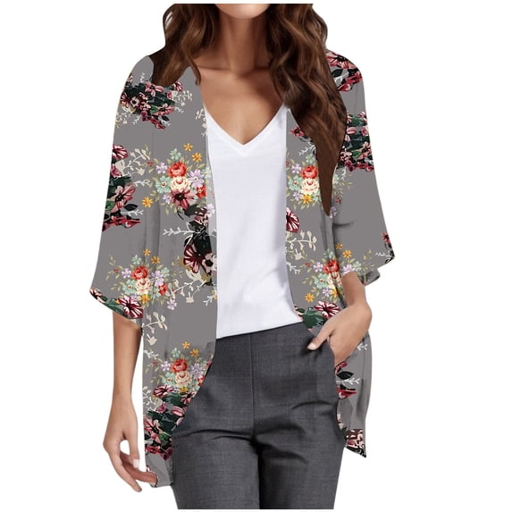 Women's Casual J Fashion Print Lightweight And Comfortable Beach Vacation Chiffon Cardigan Sun Cardigan Sun Protection Clothing Women Sun Protection Shirts for Women
