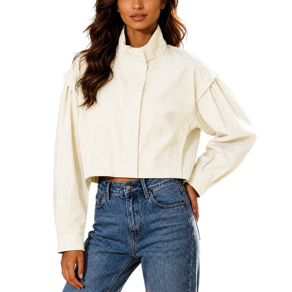 Women's Casual Jacket Fashionable Loose Zipper With High Neck Sun Long Sleeve Jacket For
