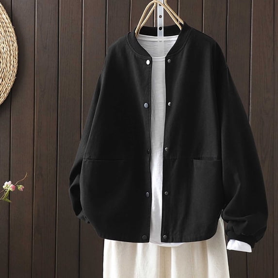 Women's Casual Jacket with Large Pockets, Lightweight Polyester Material, Short Sleeve Round Neck, Versatile for Outdoor and Daily Wear, Spring and Summer Seasons