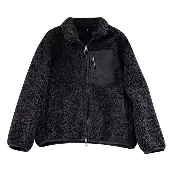Women's Casual Jacket Winter Warm Full Zip Long Sleeve Cozy Outerwear Soft Teddy Coat with Pockets Relaxed Fit