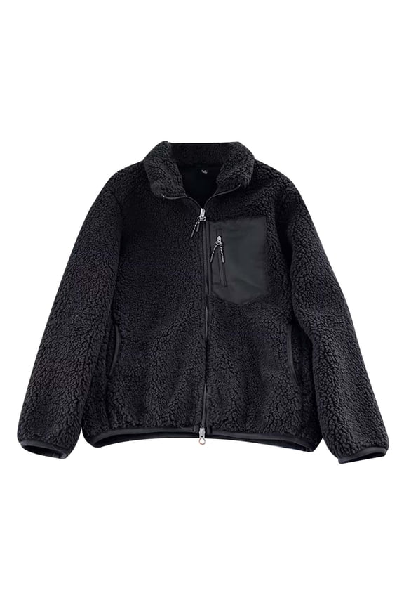 Women's Casual Jacket Winter Warm Full Zip Long Sleeve Cozy Outerwear Soft Teddy Coat with Pockets Relaxed Fit