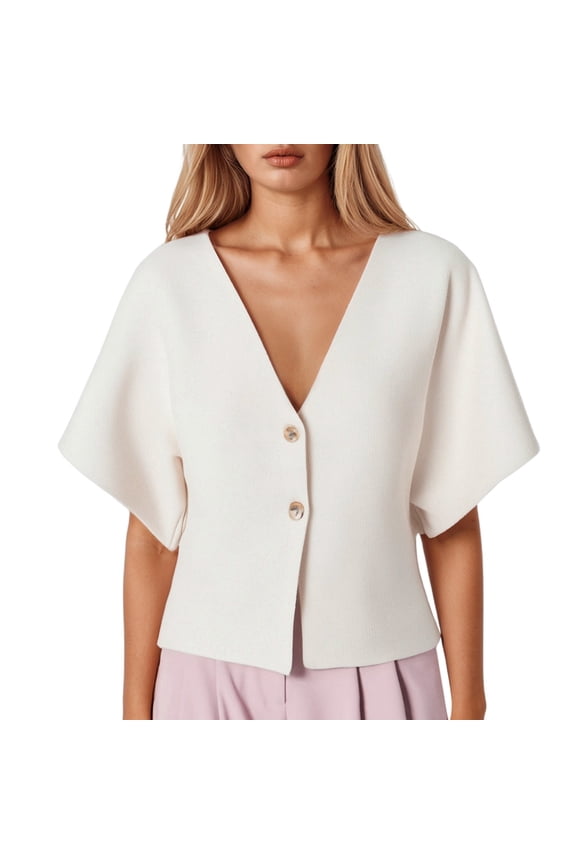 Women's Casual Jacket for Everyday Wear - Lightweight Short Sleeve V-Neck Knit Sports Jacket for Women Women's Bomber Jacket Casual Coat