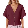 thumbnail image 1 of Women's Casual Jacket for Everyday Wear - Lightweight Short Sleeve V-Neck Knit Sports Jacket for Women Women's Bomber Jacket Casual Coat, 1 of 4