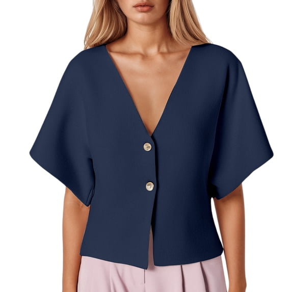Women's Casual Jacket for Everyday Wear - Lightweight Short Sleeve V-Neck Knit Sports Jacket for Women Women's Bomber Jacket Casual Coat