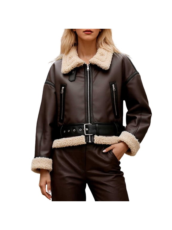 Women’s Casual Jacket with Lined Collar and Double Faced Design for Daily Comfort in Autumn Winter Outerwear Women's Bomber Jacket Casual Coat