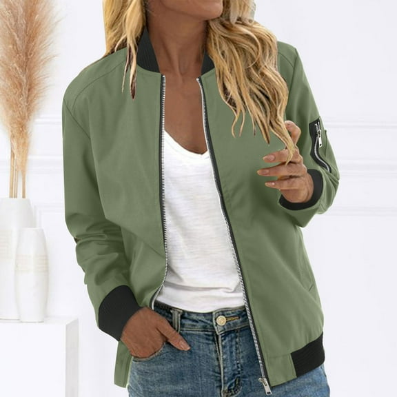 Women's Casual Jackets Autumn Fashion Lightweight Pocket Coat for Everyday Wear Stylish Baseball Blouse Jacket