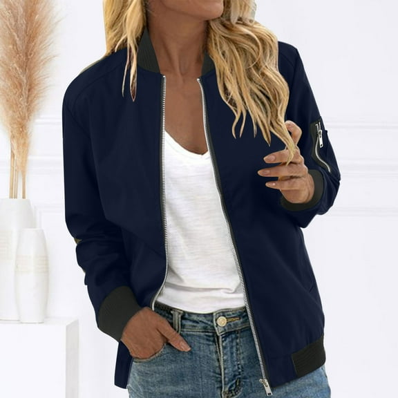 Women's Casual Jackets Autumn Fashion Lightweight Pocket Coat for Everyday Wear Stylish Baseball Blouse Jacket