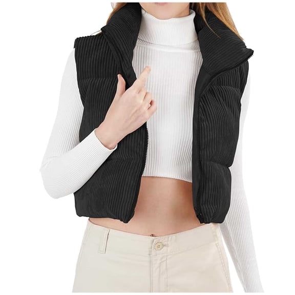 Women's Casual Jackets Fashion Loose Stand Collar Sleeveless Padded Vest Lightweight Comfortable Outerwear Stylish Layering Piece