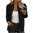 thumbnail image 1 of Women's Casual Jackets Fashion Zip Up Long Sleeve Coats Ribbed Cuffs and Hem Comfortable Pockets Outerwear Black M, 1 of 8