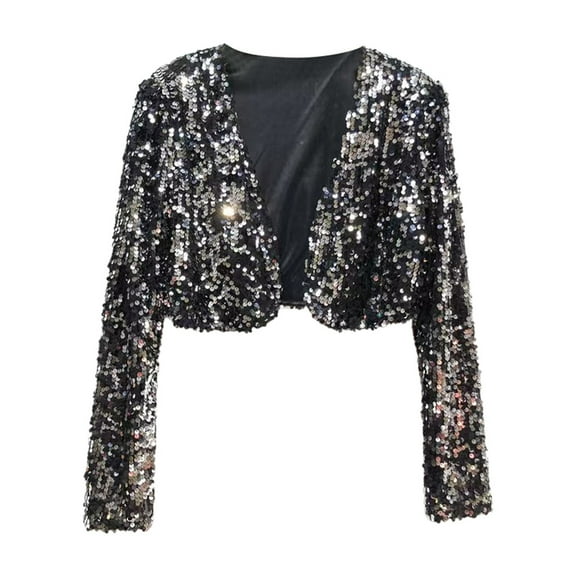 Women's Casual Jackets Lightweight Cardigan for Spring and Summer Open Front Blouse with Rhinestones - Sequin Knit Top for Everyday and Women's Bomber Jacket Casual Coat
