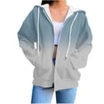 thumbnail image 1 of Women's Casual Jackets New Gradient Casual Hoodies for Women Oversized Full Zip Sweatshirts Fall Trendy Loose Outerwear Hooded Jackets Navy M, 1 of 5