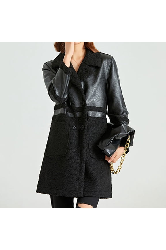 Women's Casual Jackets Versatile Reversible And PU Leather Combo For Everyday Use In Autumn Winter Fashion Jackets for Women Fashion Oversize Jean Jacket Women Women Suits Jackets Dress for Work Women