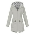 thumbnail image 1 of Women's Casual Jackets Women Solid Rain Jacket Outdoor Plus Size Hooded Windproof Loose Coat for All Seasons and Activities, 1 of 2