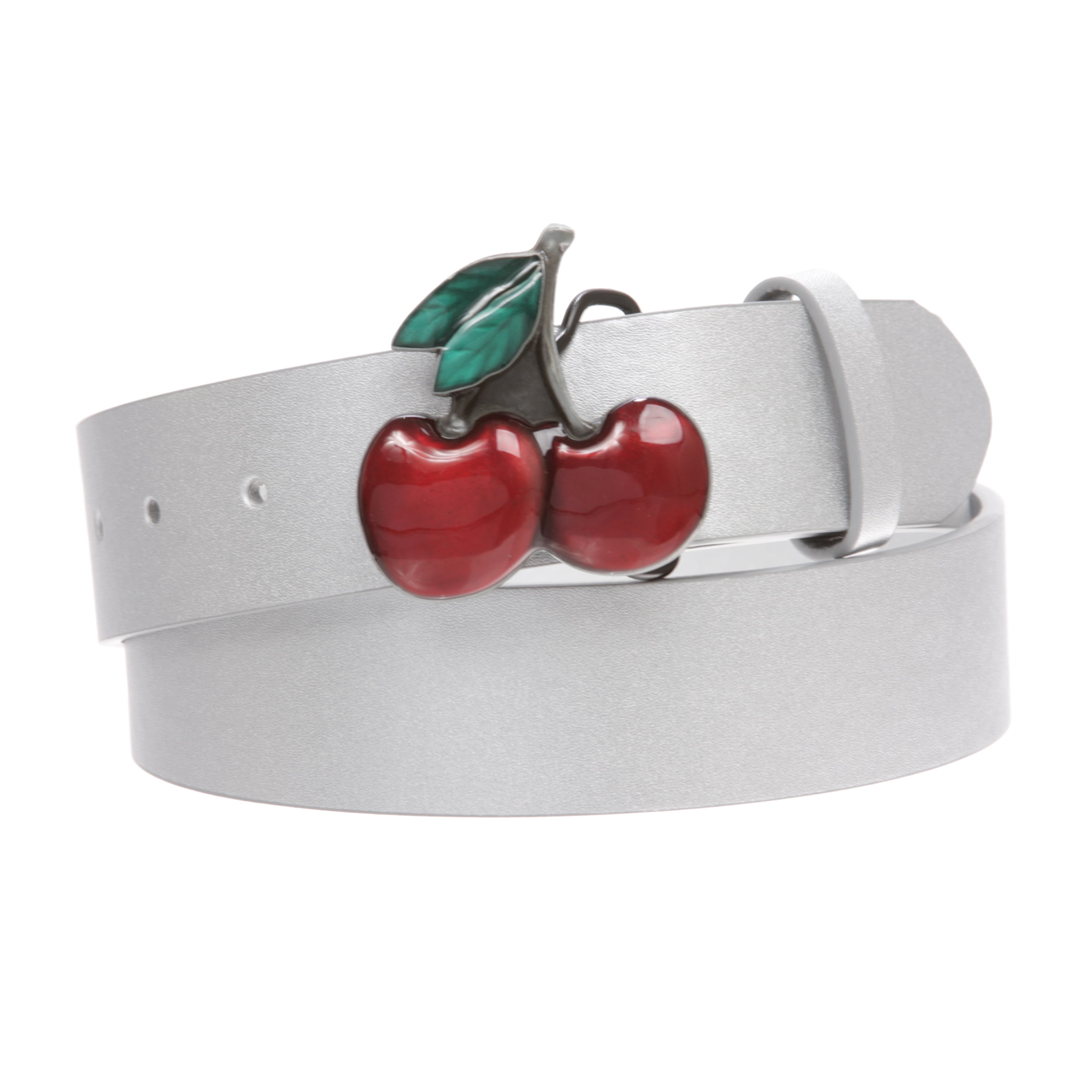 1358 Women\'s Casual Jean Belt With Enameled Red Cherry Fruit Western Buckle Women main image 4