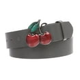 thumbnail image 1 of Women's Casual Jean Belt with Enameled Red Cherry Fruit Western Buckle, 1 of 2