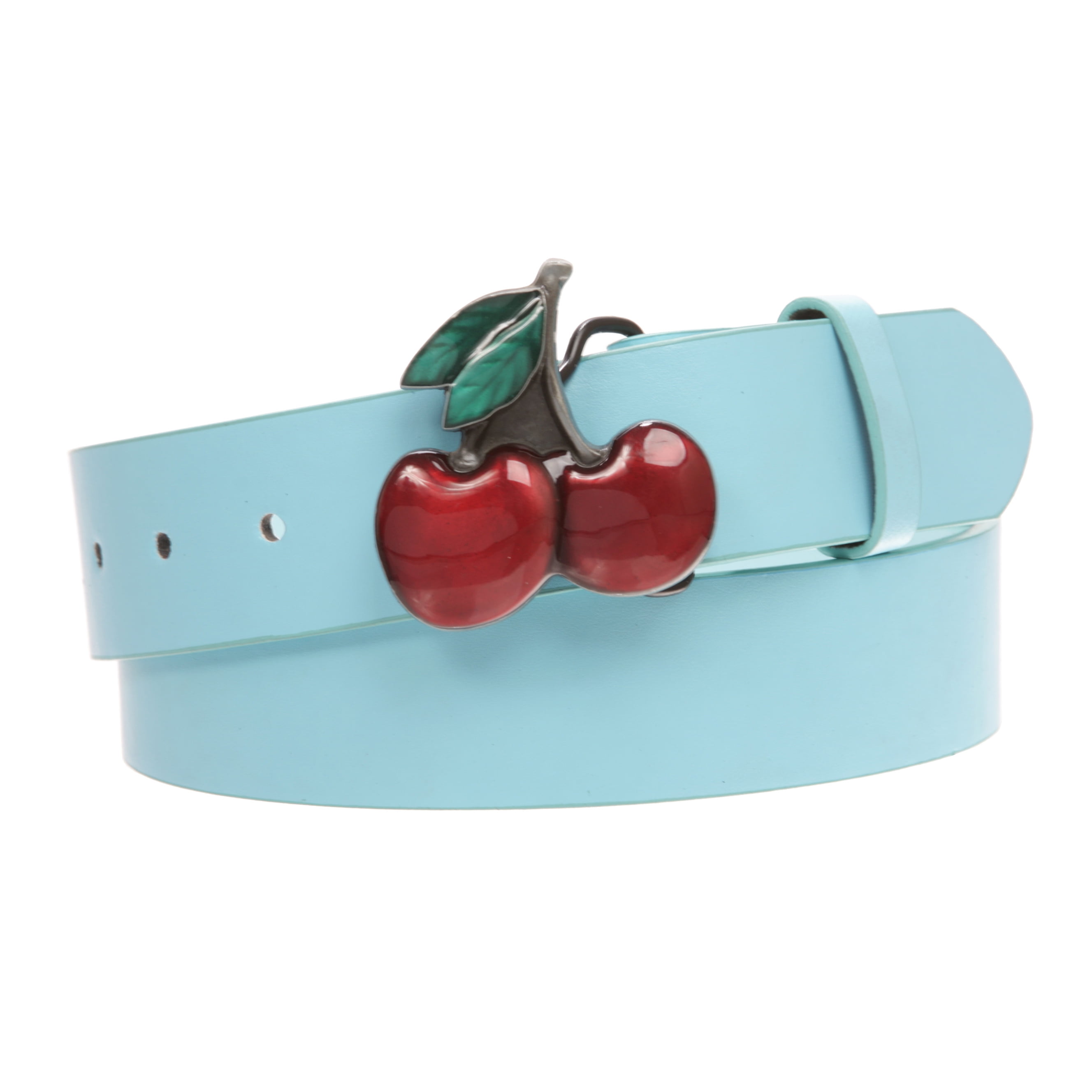 1358 Women\'s Casual Jean Belt With Enameled Red Cherry Fruit Western Buckle Women main image 2
