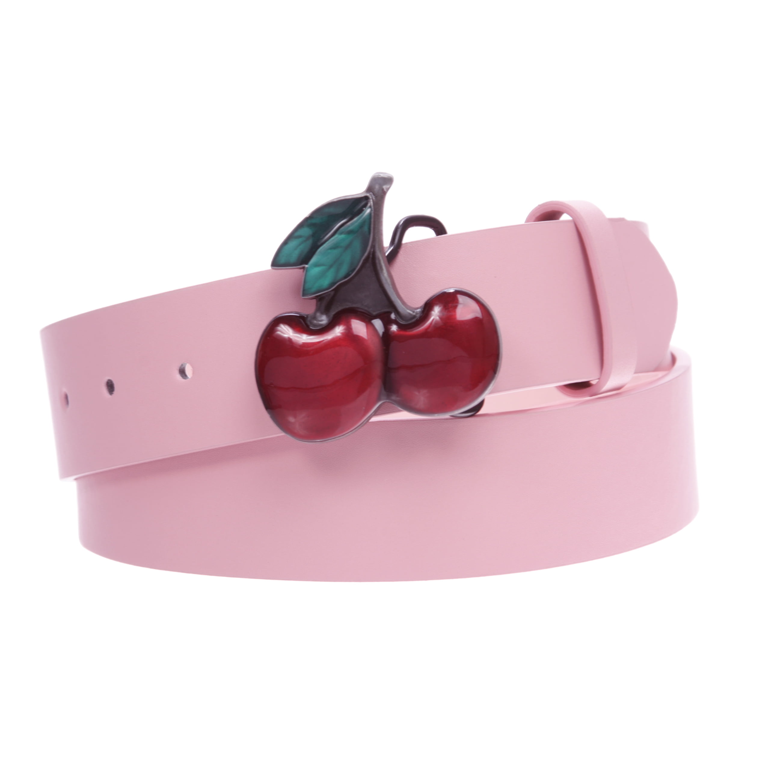 1358 Women\'s Casual Jean Belt With Enameled Red Cherry Fruit Western Buckle Women main image 3